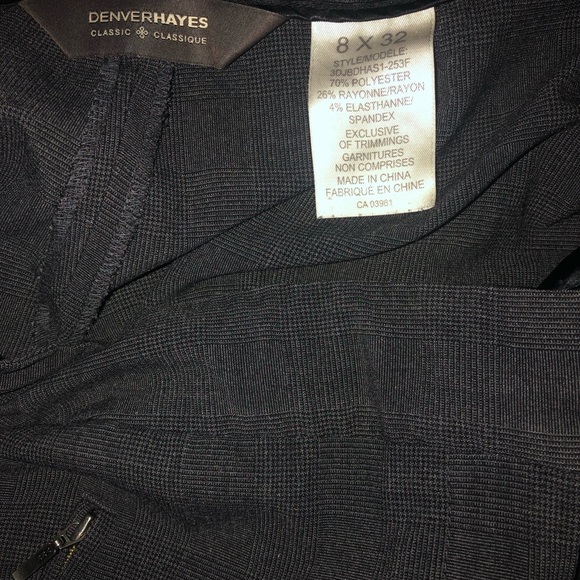 DENVERHAYES Size 8 Grey Glen Plaid Dress Pants with Front Zippered Pockets - Picture 4 of 5